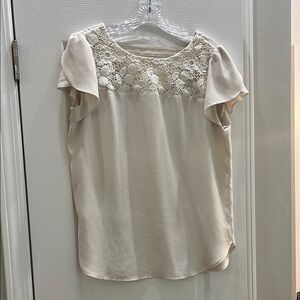 LOFT Cream Lace Detail Blouse